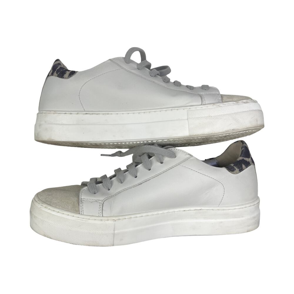P448 Thea Platform Sneakers White Leather Leopard Heel EU 41 US 10 - Picture 10 of 10